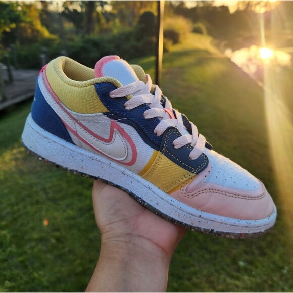 Nike Air Jordan Low SE Big Girls Size 4Y Multicolor Pink Canva Sneakers Shoes - Picture 13 of 16